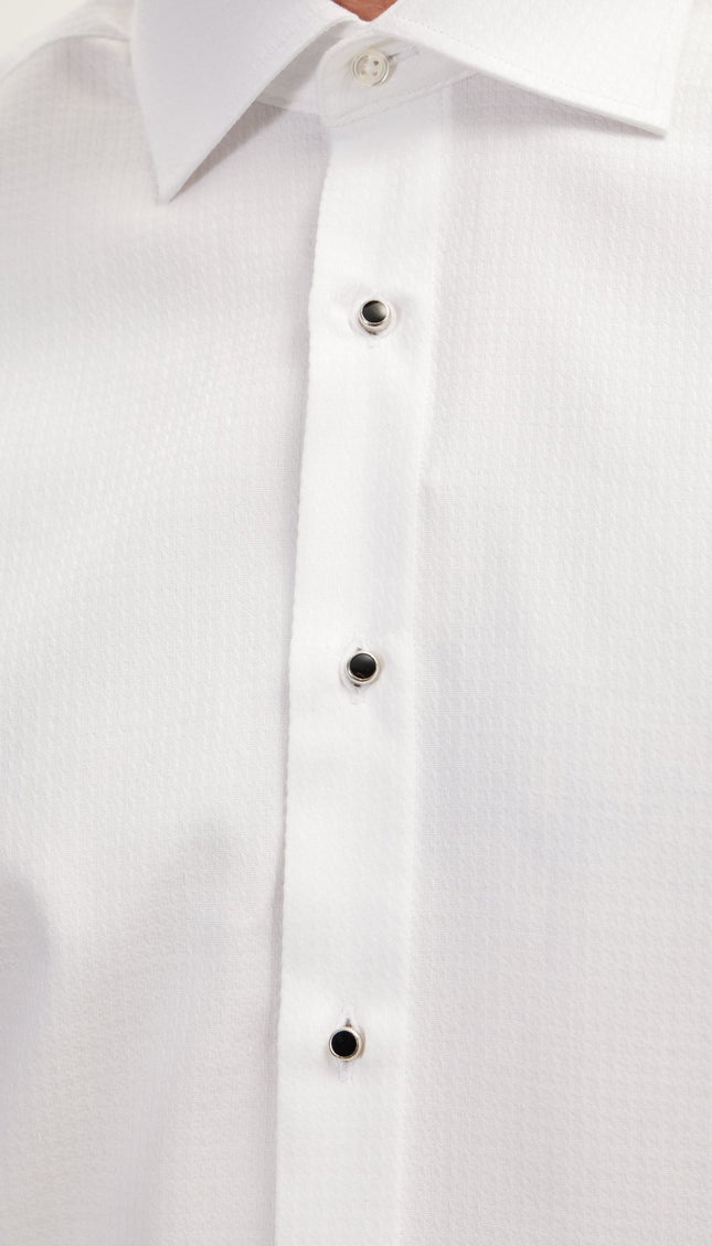 Classical Top Front Stud Tuxedo Shirt - Houndstooth - Ron Tomson