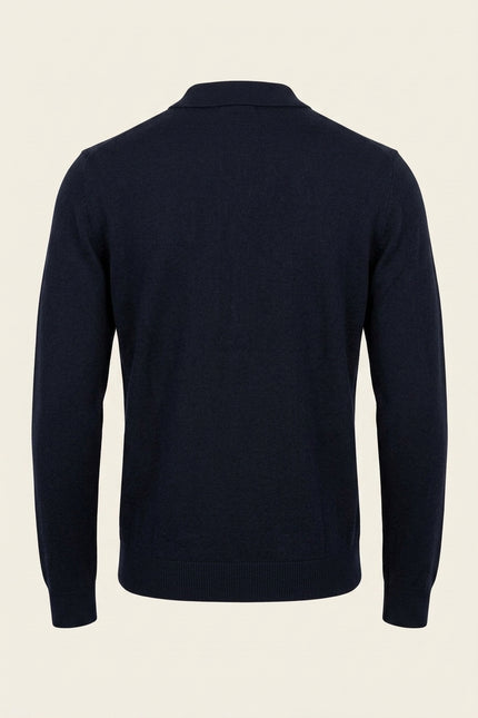 Collared Half-Zip Sweater - Navy - Back