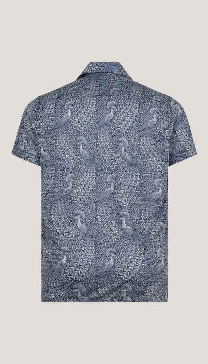 Collared Lightweight Shirt - Peacock Navy - Ron Tomson