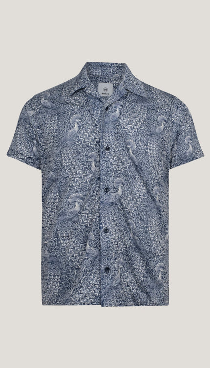 Collared Lightweight Shirt - Peacock Navy - Ron Tomson