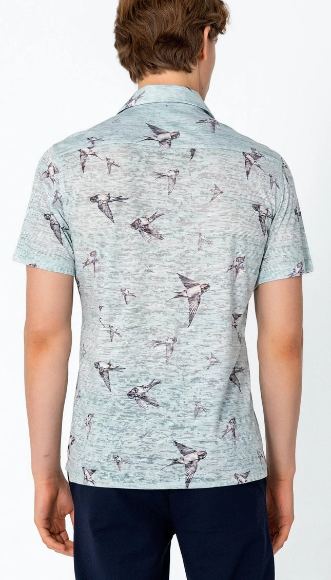 Collared Lightweight Shirt - Sparrow Green - Ron Tomson