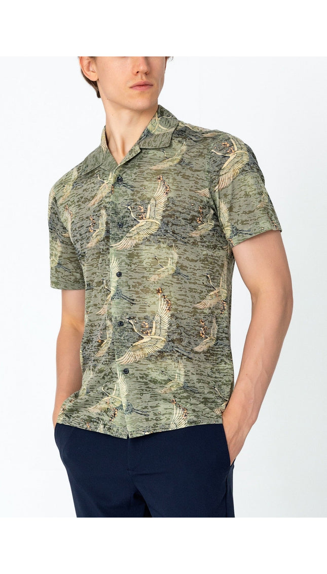 Collared Lightweight Shirt - Stork Green - Ron Tomson