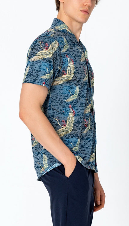 Collared Lightweight Shirt - Stork Navy - Ron Tomson