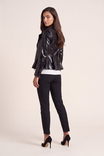 Snakeskin Peplum Jacket - Black - back view