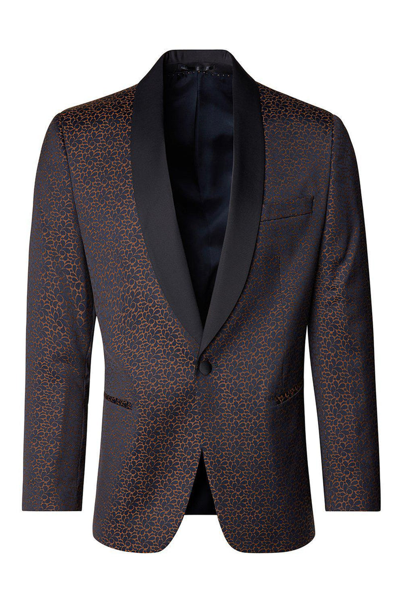 Contrast Shawl Lapel Tuxedo Jacket - Navy - Ron Tomson