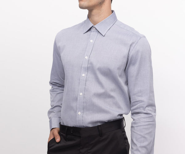 convertible cuff dress shirt Men's Convertible Cuff Oxford Cotton Spread Collar Dress Shirt - GREY