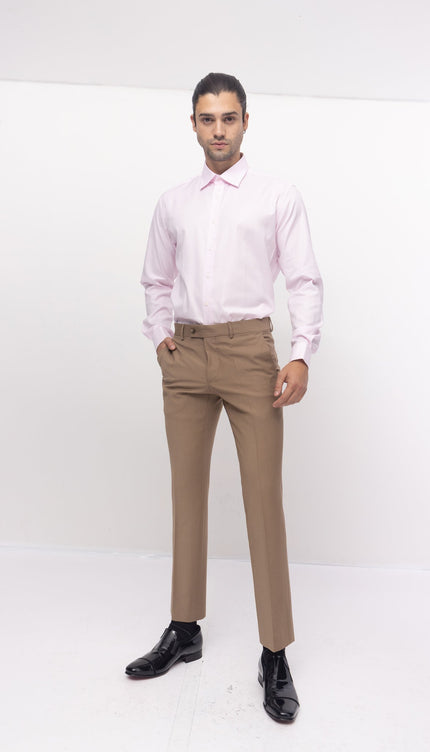 Convertible Cuff Oxford Cotton Spread Collar Dress Shirt - Light Pink - Ron Tomson