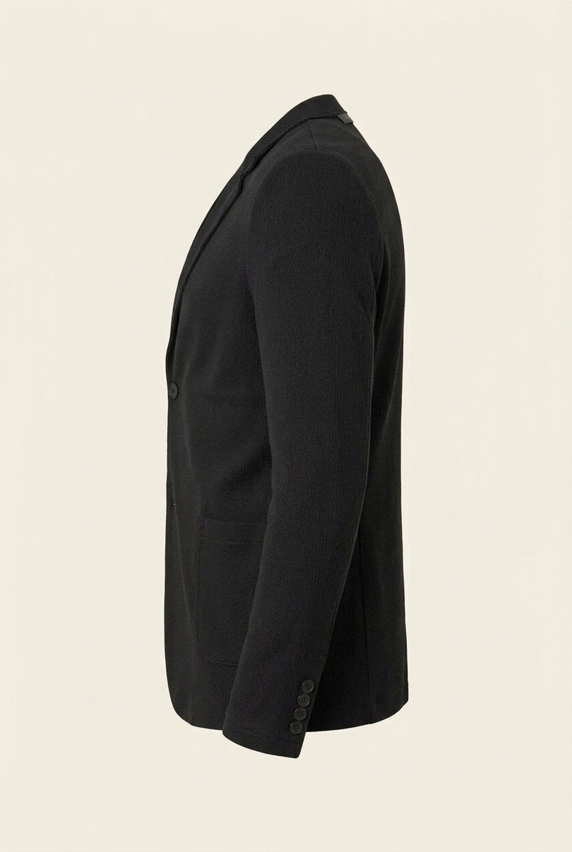 Cotton Blend Knit Cardigan - Black - Side