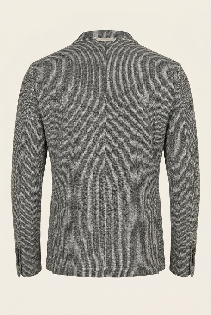 Cotton Blend Knit Cardigan - Black White - Back
