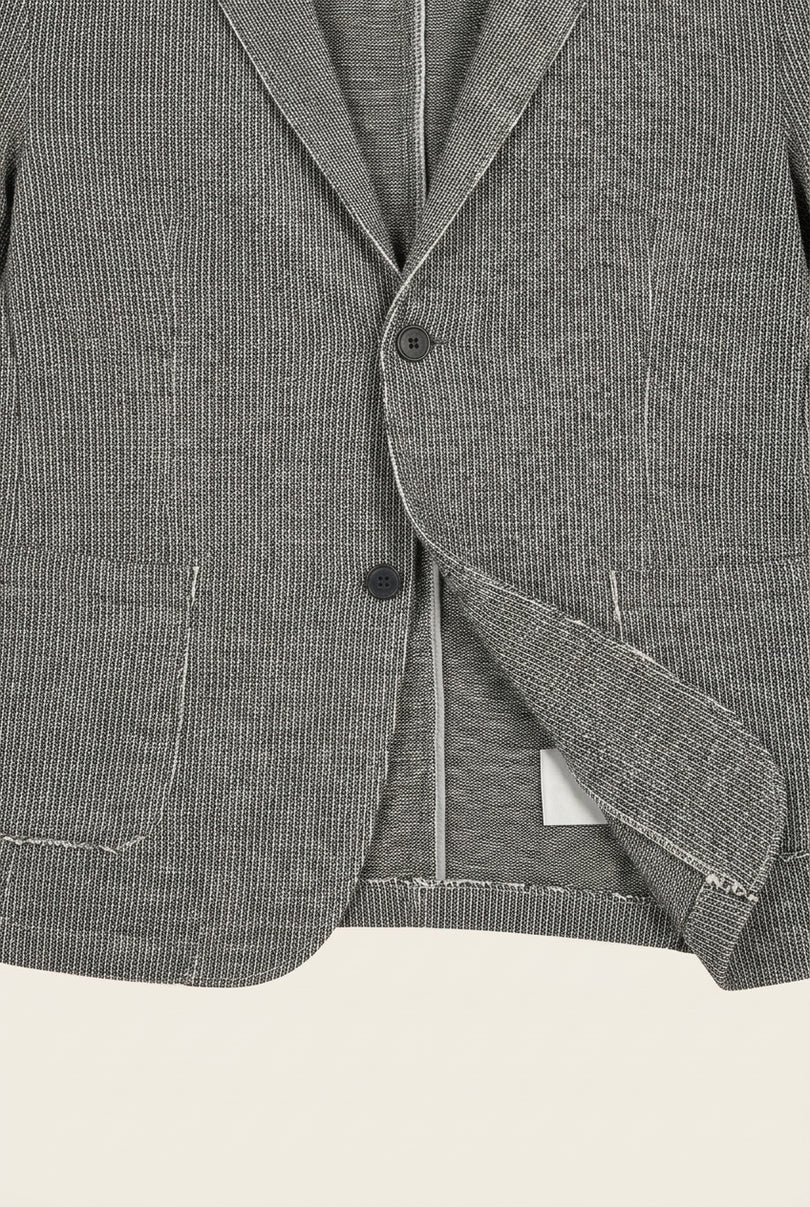 Cotton Blend Knit Cardigan - Black White - Detail