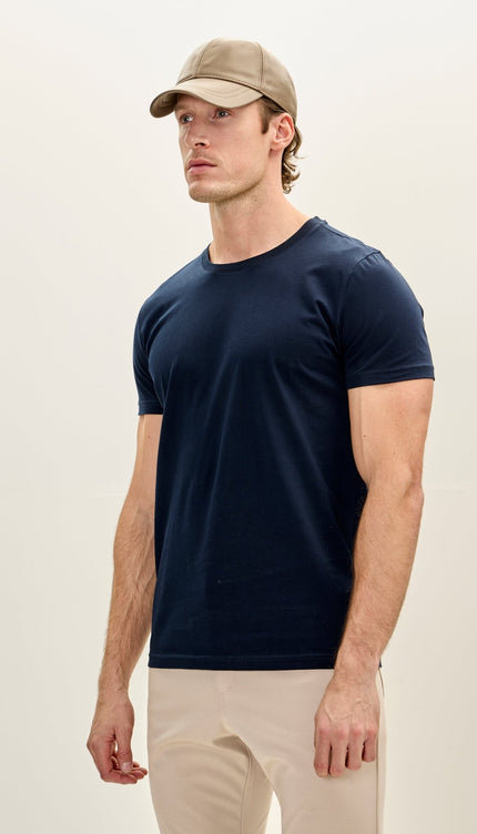 Cotton Crew - Neck T-Shirt - Navy - Ron Tomson