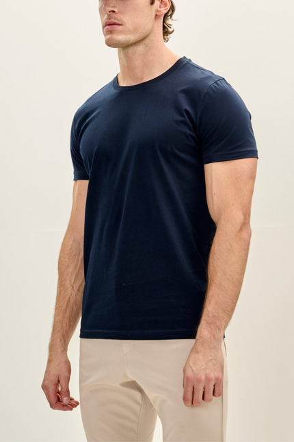 Men's Cotton Crew T-Shirt - Navy | Ron Tomson
