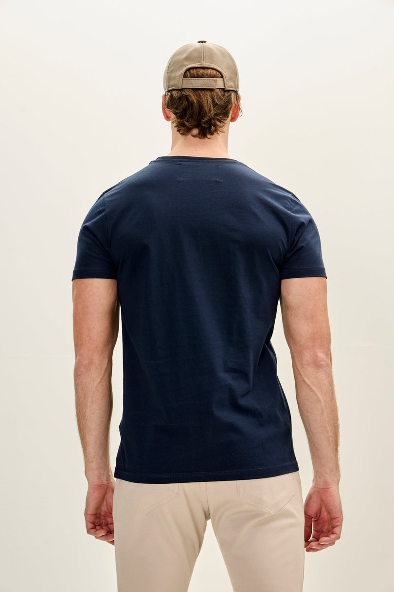 Cotton Crew - Neck T-Shirt - Navy - Ron Tomson