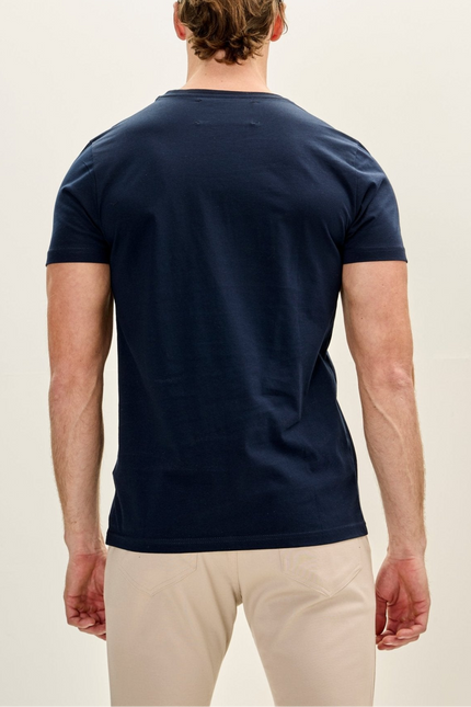 Men's Cotton Crew T-Shirt - Navy | Ron Tomson