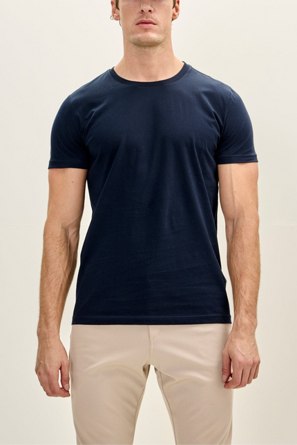 Men's Cotton Crew T-Shirt - Navy | Ron Tomson