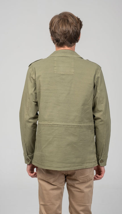 Cotton Fitted Utility Jacket - Khaki - Ron Tomson