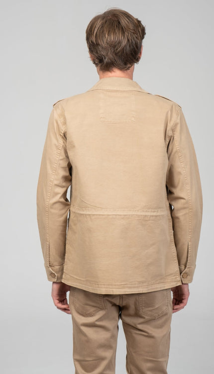 Cotton Fitted Utility Jacket - Stone - Ron Tomson