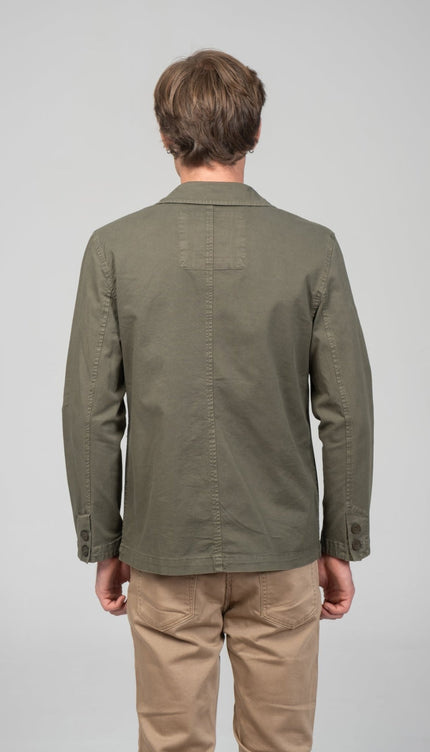 Cotton Sleek Pockets Blazer - Khaki - Ron Tomson