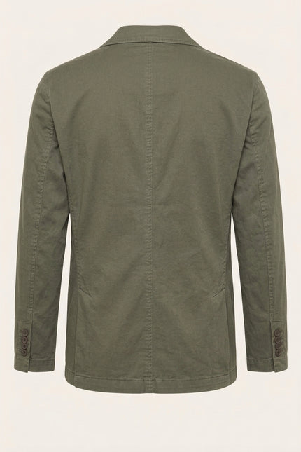 Cotton Unstructured Blazer - Olive - Back