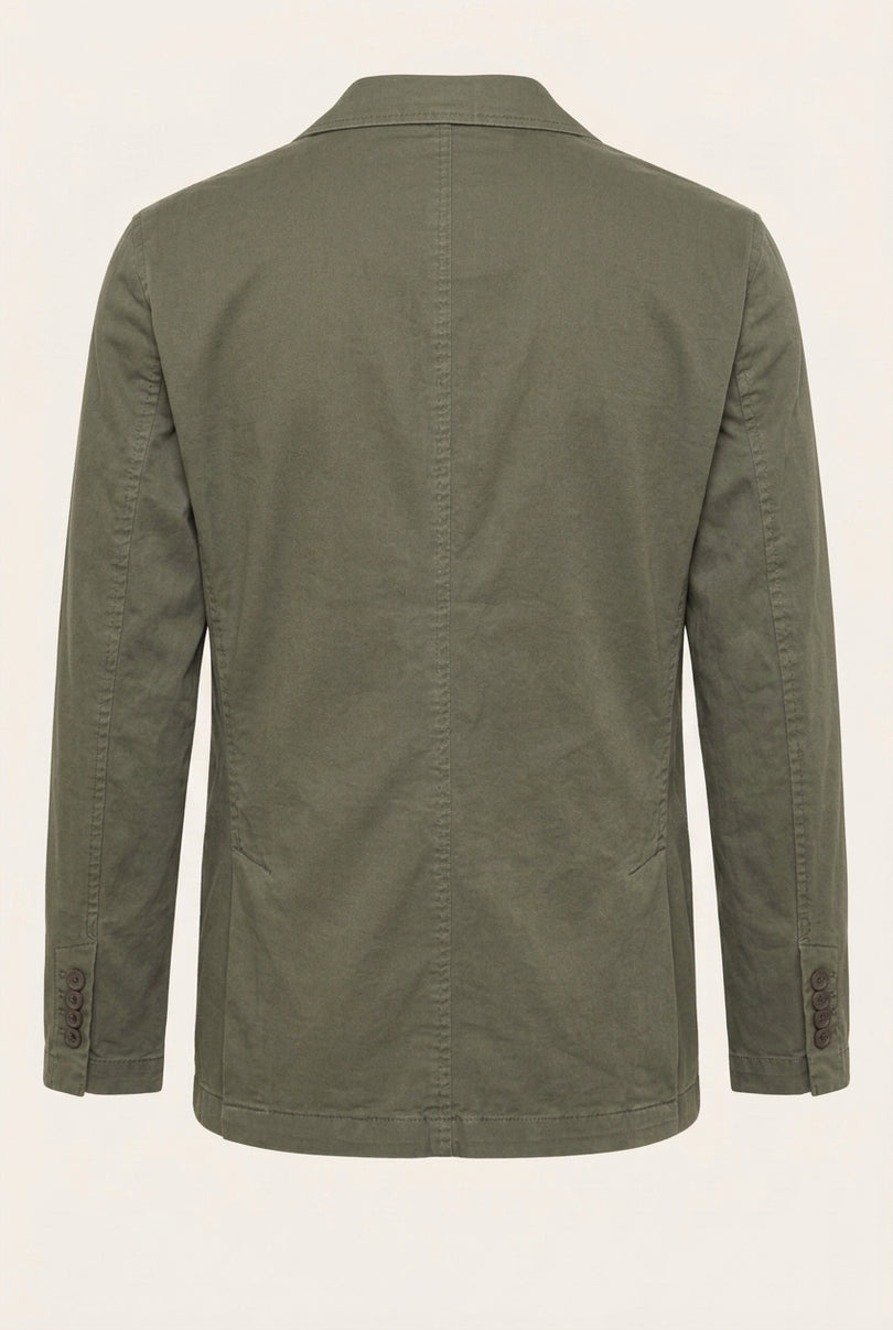 Cotton Unstructured Blazer - Olive - Back