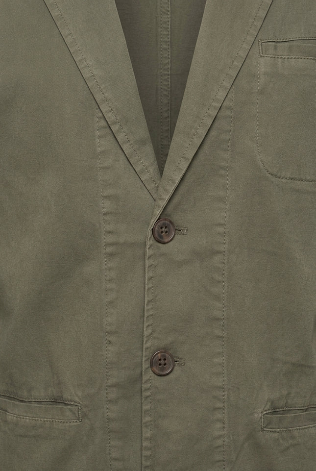Cotton Unstructured Blazer - Olive - Detail