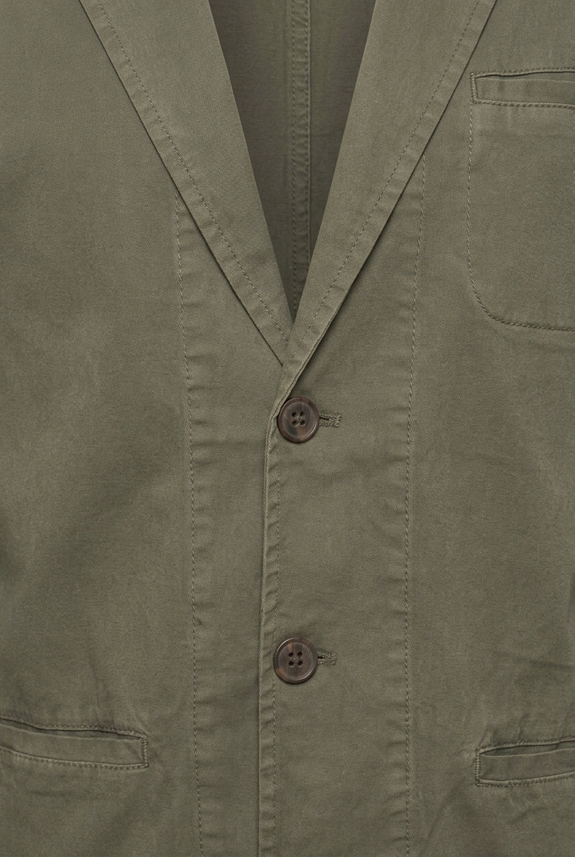Cotton Unstructured Blazer - Olive - Detail