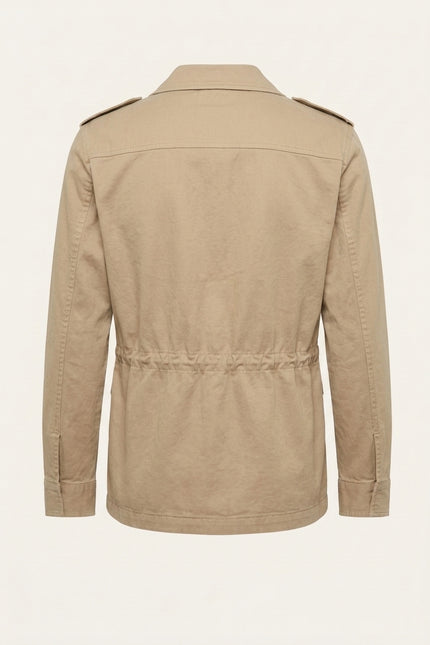 Cotton Utility Jacket - Stone - Back