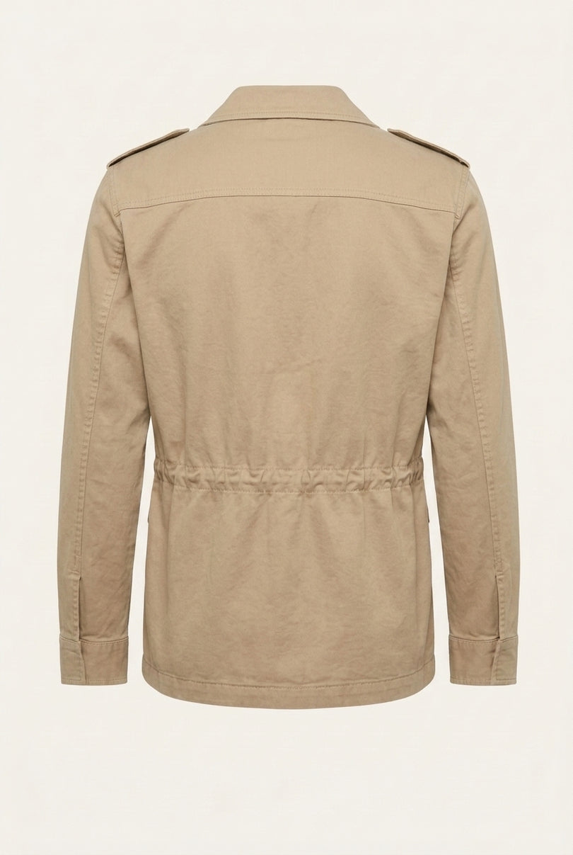 Cotton Utility Jacket - Stone - Back