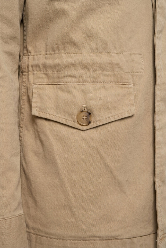 Cotton Utility Jacket - Stone - Detail
