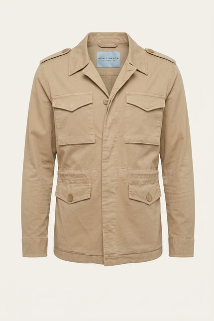 Cotton Utility Jacket - Stone - Front