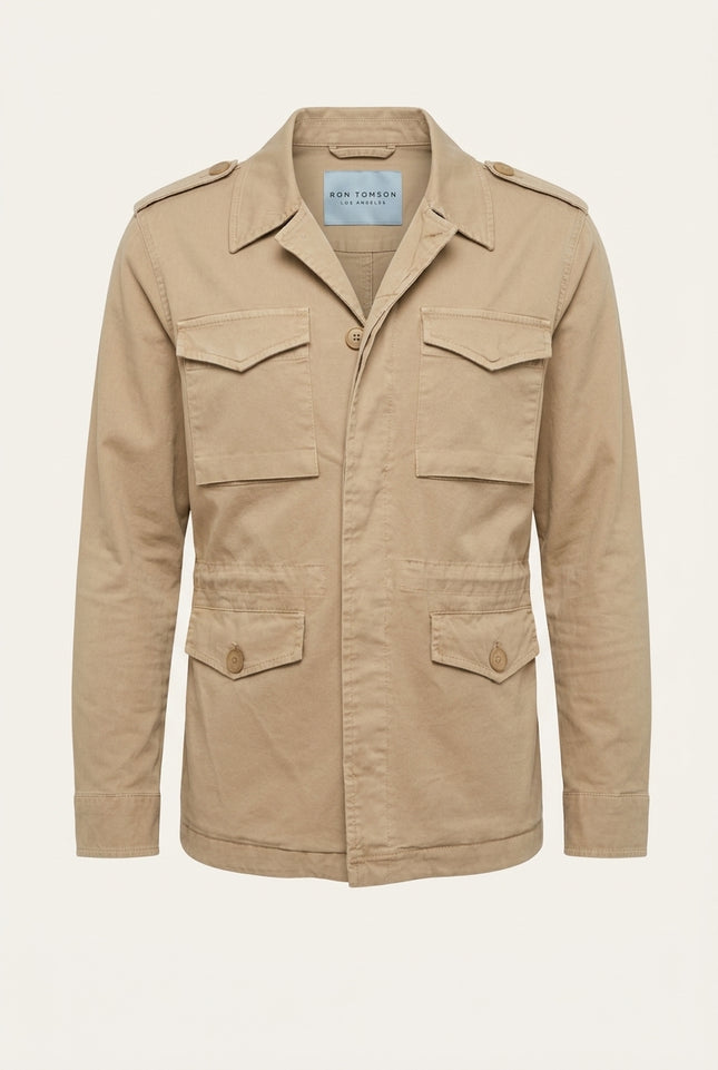 Cotton Utility Jacket - Stone - Front