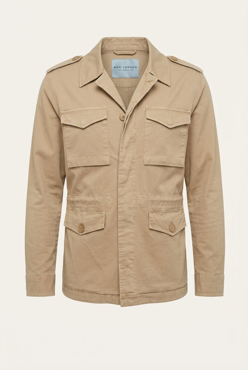 Cotton Utility Jacket - Stone - Front