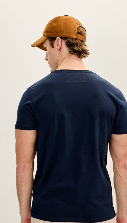 Cotton V - Neck T-Shirt - Navy - Ron Tomson