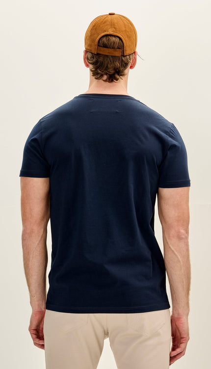 Cotton V - Neck T-Shirt - Navy - Ron Tomson