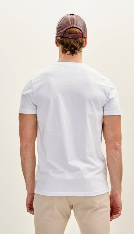 Cotton V - Neck T-Shirt - White - Ron Tomson