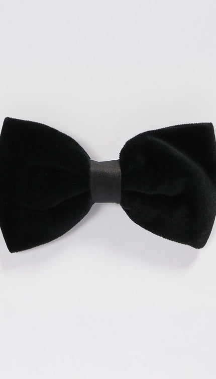 Cotton Velvet Pre - Tied Bow Tie - Black - Ron Tomson