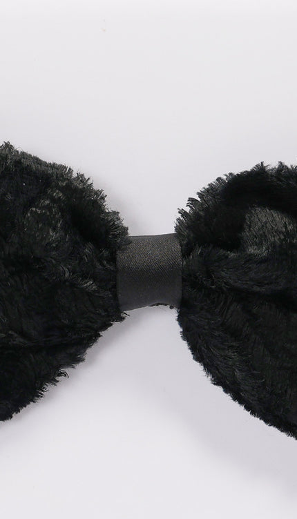 Cotton Velvet Pre-Tied Bow Tie - Black - Ron Tomson