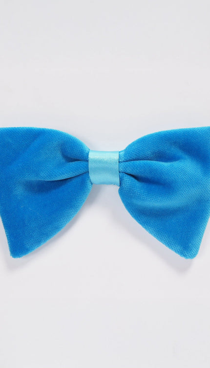 Cotton Velvet Pre - Tied Bow Tie - Blue - Ron Tomson