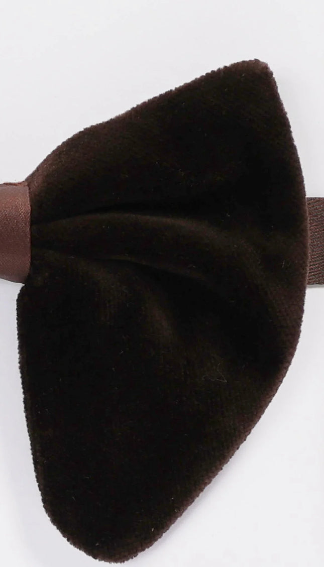Cotton Velvet Pre-Tied Bow Tie - Brown - Ron Tomson
