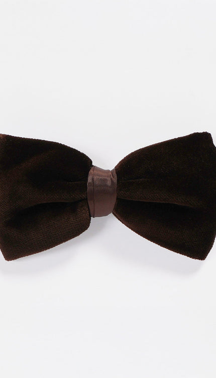 Cotton Velvet Pre - Tied Bow Tie - Brown - Ron Tomson