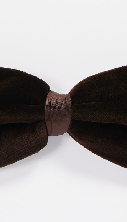 Cotton Velvet Pre-Tied Bow Tie - Brown - Ron Tomson