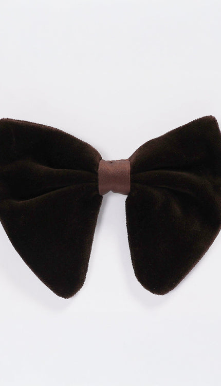 Cotton Velvet Pre - Tied Bow Tie - Brown - Ron Tomson