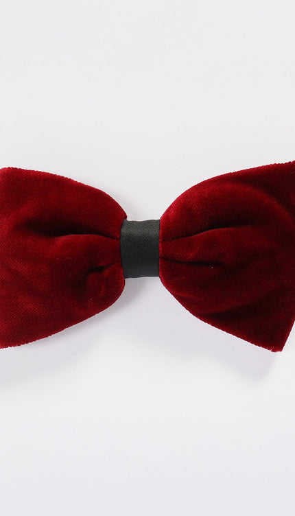 Cotton Velvet Pre - Tied Bow Tie - Burgundy - Ron Tomson