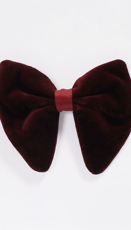 Cotton Velvet Pre - Tied Bow Tie - Burgundy Red - Ron Tomson