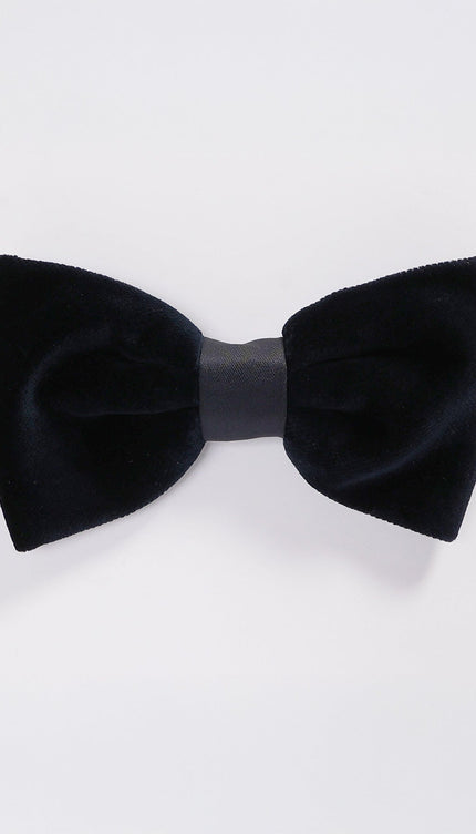 Cotton Velvet Pre - Tied Bow Tie - Dark Navy - Ron Tomson