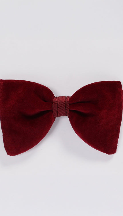 Cotton Velvet Pre - Tied Bow Tie - Dark Red - Ron Tomson