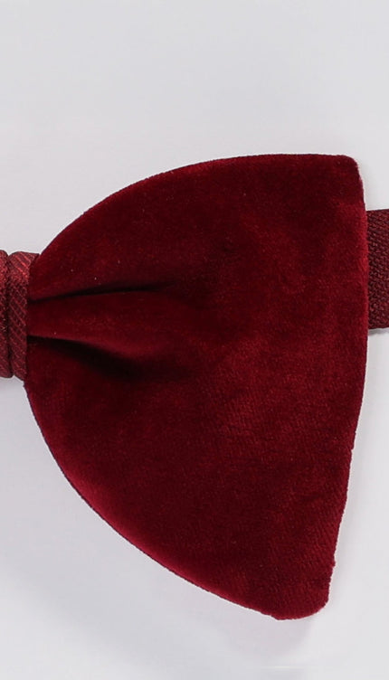 Cotton Velvet Pre - Tied Bow Tie - Dark Red - Ron Tomson