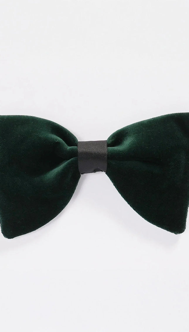 Cotton Velvet Pre - Tied Bow Tie - Green - Ron Tomson