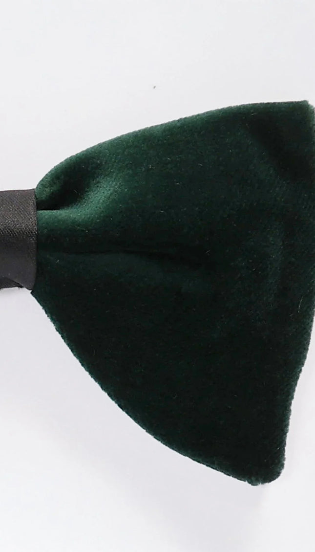 Cotton Velvet Pre - Tied Bow Tie - Green - Ron Tomson
