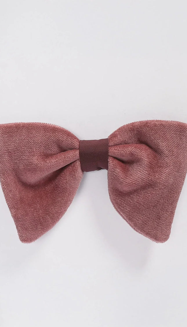 Cotton Velvet Pre - Tied Bow Tie - Pink - Ron Tomson